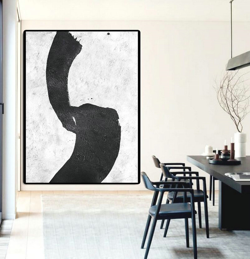 Colorful Wall Art,Black And White Minimal Painting On Canvas - Abstract Paintings On Sale